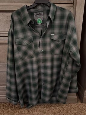 DIXXON Green Plaid Button-Down Flannel Shirt